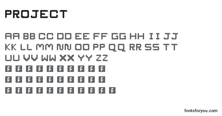 Project-fontti – aakkoset, numerot, erikoismerkit