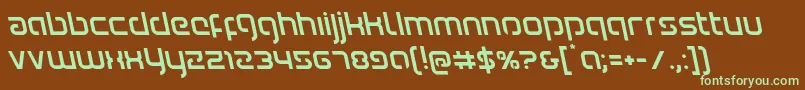 フォントYoungerbloodleft – 緑色の文字が茶色の背景にあります。
