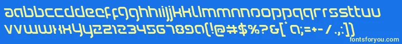 Youngerbloodleft-Schriftart – Gelbe Schriften auf blauem Hintergrund
