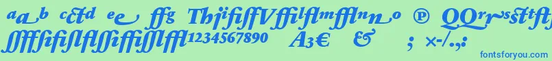 SabonnextLtBlackItalicAlternate Font – Blue Fonts on Green Background