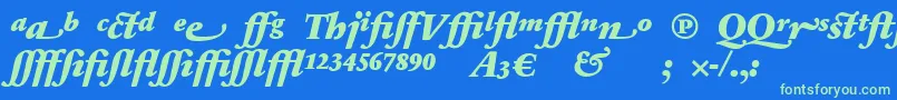 SabonnextLtBlackItalicAlternate-Schriftart – Grüne Schriften auf blauem Hintergrund