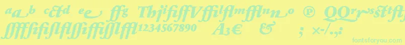 Fonte SabonnextLtBlackItalicAlternate – fontes verdes em um fundo amarelo