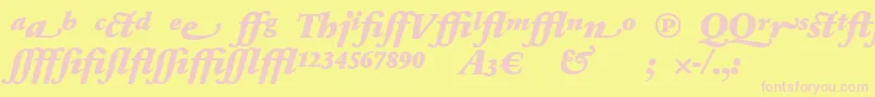 フォントSabonnextLtBlackItalicAlternate – ピンクのフォント、黄色の背景