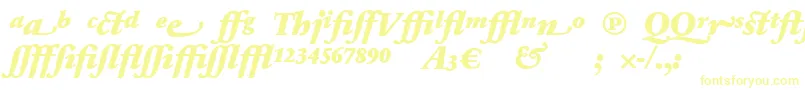 フォントSabonnextLtBlackItalicAlternate – 白い背景に黄色の文字