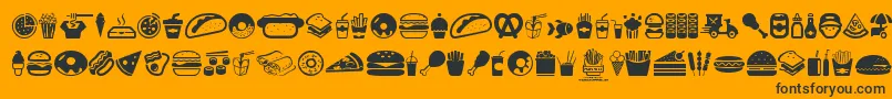 FastFoodIcons Font – Black Fonts on Orange Background