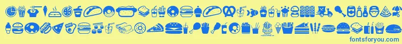 FastFoodIcons Font – Blue Fonts on Yellow Background