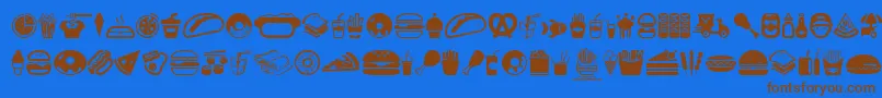 FastFoodIcons Font – Brown Fonts on Blue Background