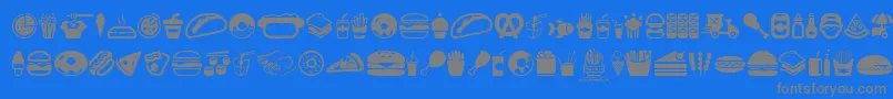 FastFoodIcons-Schriftart – Graue Schriften auf blauem Hintergrund