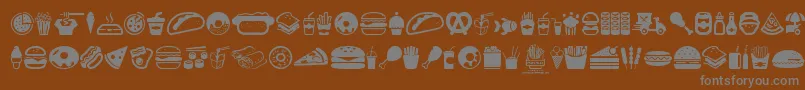 FastFoodIcons-Schriftart – Graue Schriften auf braunem Hintergrund