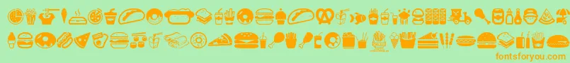 FastFoodIcons Font – Orange Fonts on Green Background