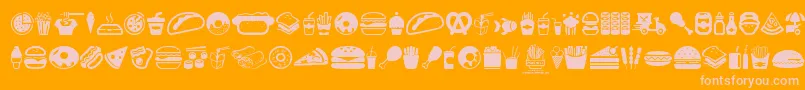 FastFoodIcons-Schriftart – Rosa Schriften auf orangefarbenem Hintergrund