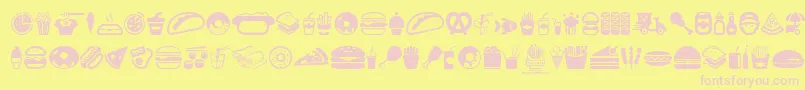 FastFoodIcons Font – Pink Fonts on Yellow Background
