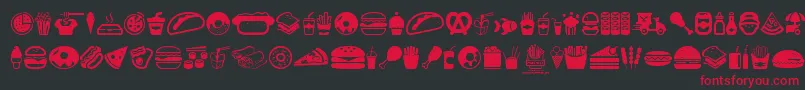 FastFoodIcons Font – Red Fonts on Black Background