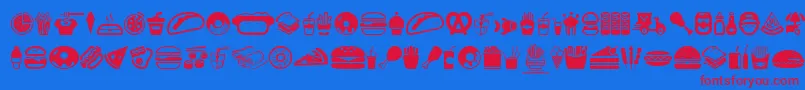 FastFoodIcons-Schriftart – Rote Schriften auf blauem Hintergrund