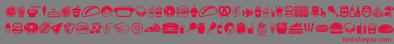 FastFoodIcons-Schriftart – Rote Schriften auf grauem Hintergrund