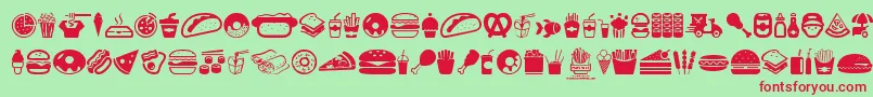 FastFoodIcons Font – Red Fonts on Green Background