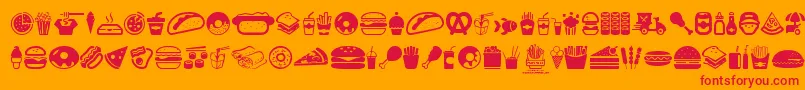 FastFoodIcons-Schriftart – Rote Schriften auf orangefarbenem Hintergrund