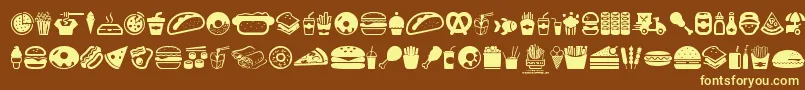 FastFoodIcons Font – Yellow Fonts on Brown Background