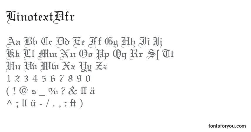 Fuente LinotextDfr - alfabeto, números, caracteres especiales