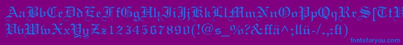 LinotextDfr-Schriftart – Blaue Schriften auf violettem Hintergrund