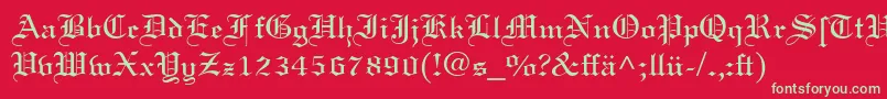 フォントLinotextDfr – 赤い背景に緑の文字