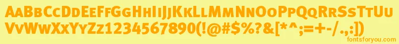 Metablackcapslfc Font – Orange Fonts on Yellow Background