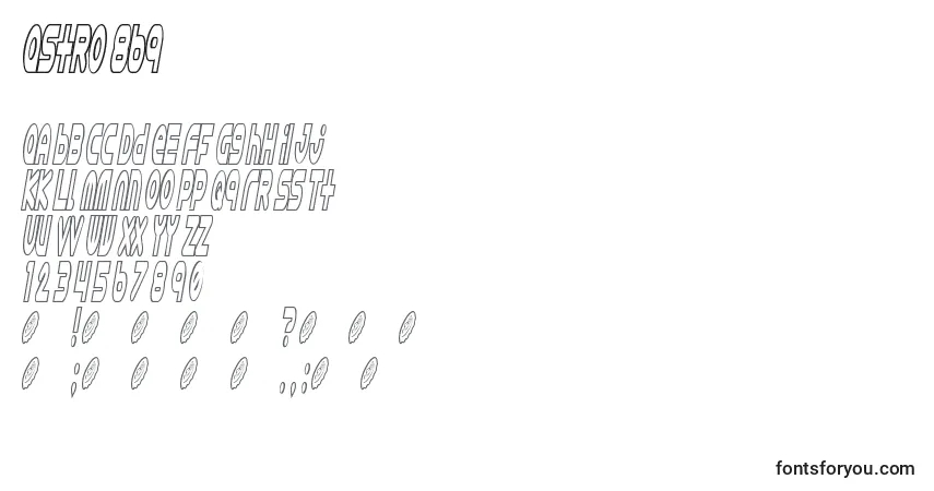 Czcionka Astro 869 – alfabet, cyfry, specjalne znaki