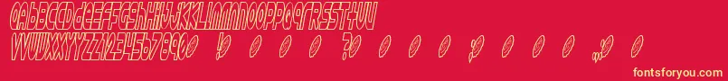 Astro 869-Schriftart – Gelbe Schriften auf rotem Hintergrund