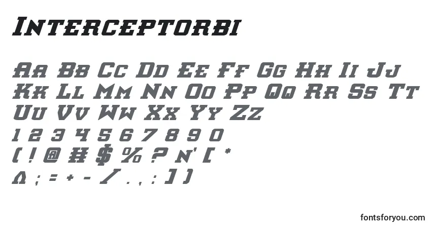 Czcionka Interceptorbi – alfabet, cyfry, specjalne znaki
