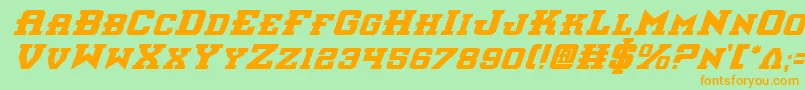 フォントInterceptorbi – オレンジの文字が緑の背景にあります。