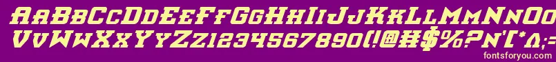 Weitere Informationen zur Interceptorbi-Schriftart Interceptorbi-Schriftart – Gelbe Schriften auf violettem Hintergrund