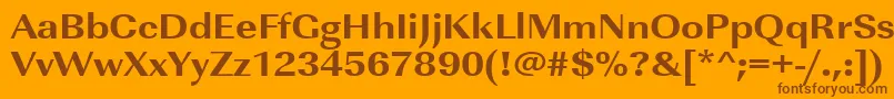 Urwimperialtextbolextwid-Schriftart – Braune Schriften auf orangefarbenem Hintergrund