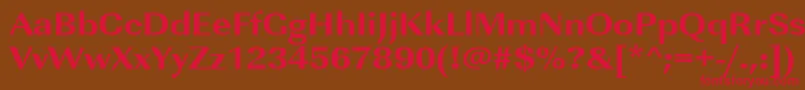 フォントUrwimperialtextbolextwid – 赤い文字が茶色の背景にあります。