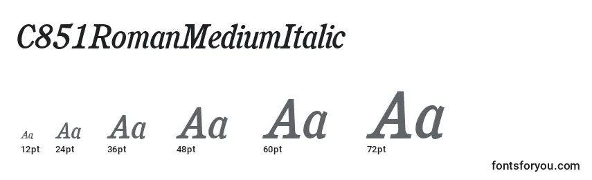 C851RomanMediumItalic Font Sizes