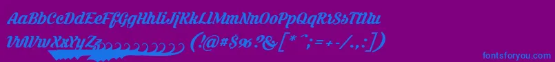 Шрифт Krinkesregularpersonal – синие шрифты на фиолетовом фоне