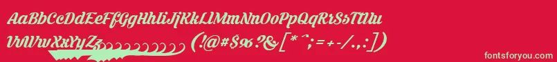 Krinkesregularpersonal Font – Green Fonts on Red Background