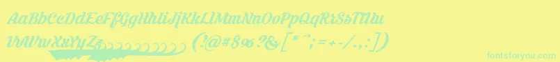 Krinkesregularpersonal-fontti – vihreät fontit keltaisella taustalla
