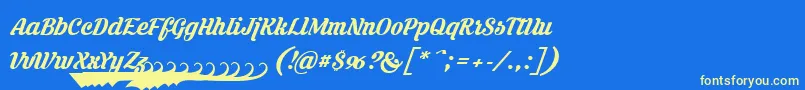 フォントKrinkesregularpersonal – 黄色の文字、青い背景