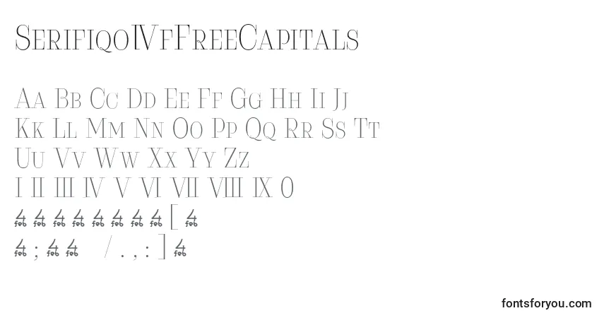 Шрифт Serifiqo4fFreeCapitals – алфавит, цифры, специальные символы