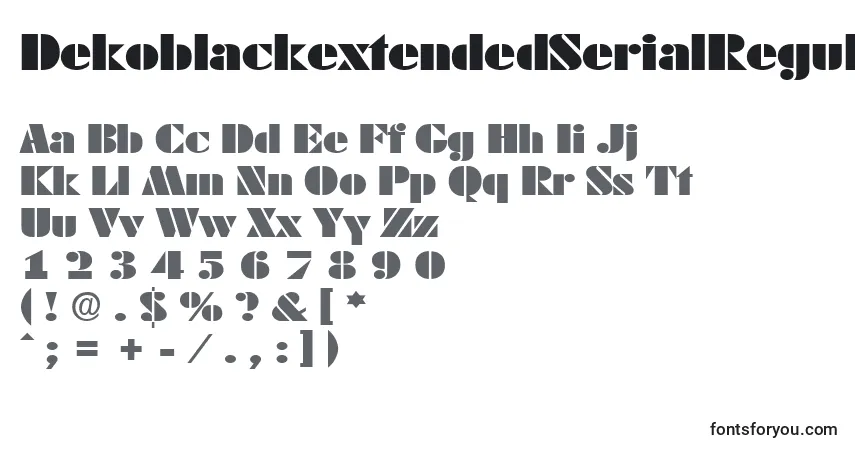 Czcionka DekoblackextendedSerialRegularDb – alfabet, cyfry, specjalne znaki