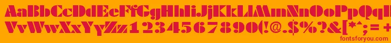 フォントDekoblackextendedSerialRegularDb – オレンジの背景に赤い文字