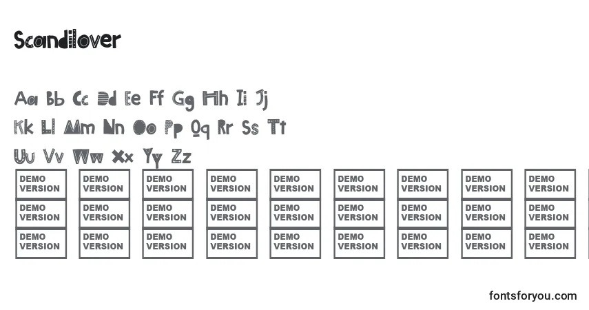 Schriftart Scandilover – Alphabet, Zahlen, spezielle Symbole