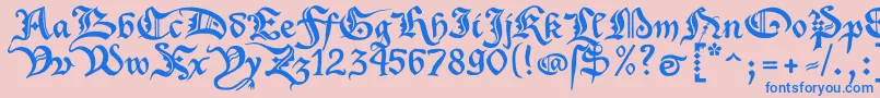 フォントXenippaRegular – ピンクの背景に青い文字