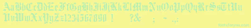 JmhWulfilaNew Font – Green Fonts on Yellow Background