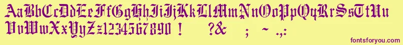 JmhWulfilaNew Font – Purple Fonts on Yellow Background