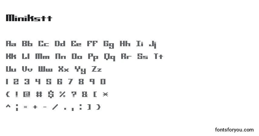 Schriftart Minikstt – Alphabet, Zahlen, spezielle Symbole