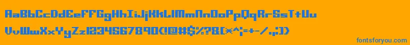 Minikstt Font – Blue Fonts on Orange Background