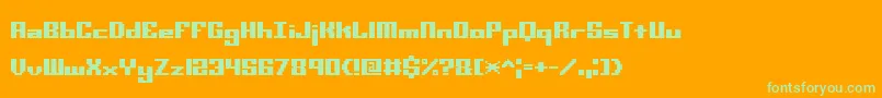 Minikstt Font – Green Fonts on Orange Background