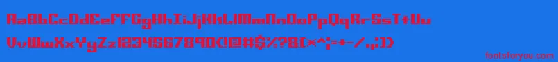 Minikstt-Schriftart – Rote Schriften auf blauem Hintergrund