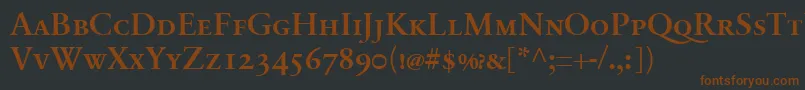 Więcej informacji o czcionce SabonnextLtDemiSmallCaps Czcionka SabonnextLtDemiSmallCaps – brązowe czcionki na czarnym tle